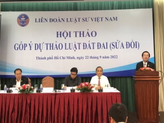 Hội thảo Góp ý Dự án Luật Đất đai (sửa đổi) do Liên đoàn Luật sư Việt Nam tổ chức tại TP Hồ Chí Minh vào ngày 22/9.